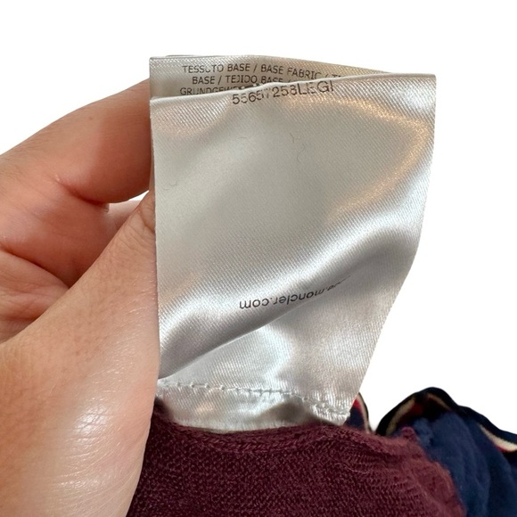 MONCLER Maglione Tricot Girocollo Logo Patch 100% Wool Jumper Sweater Burgundy - Picture 13 of 16